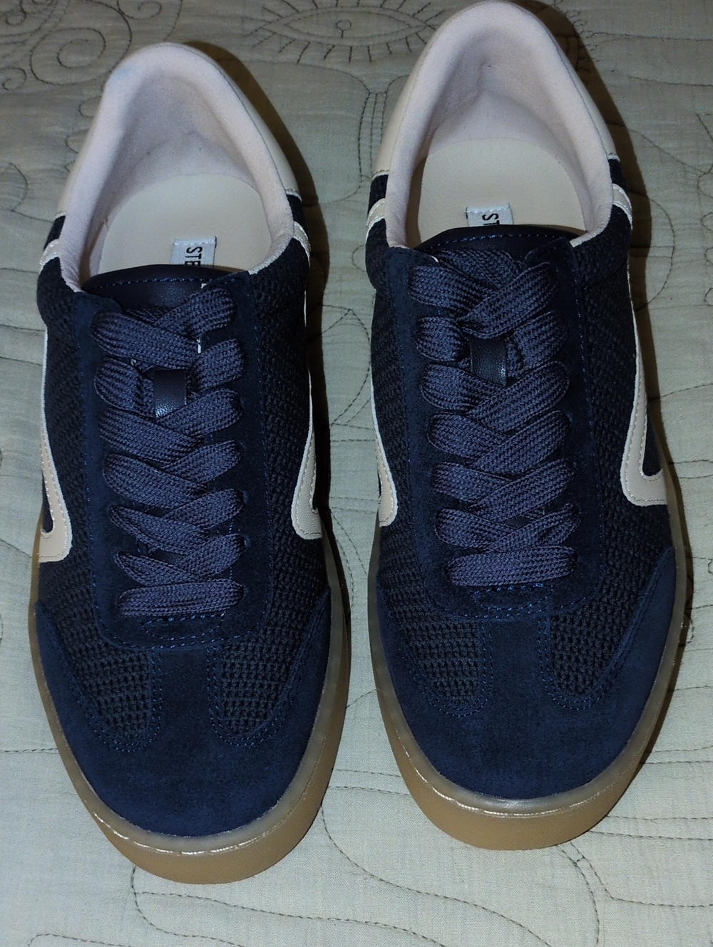 Steve Madden Navy Athletic Sneakers with Off White Trim